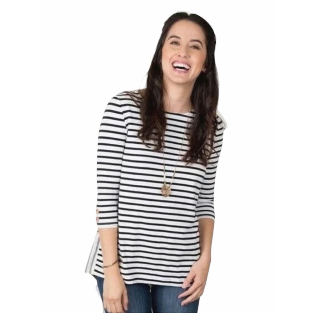 MATILDA JANE X Joanna Gaines Harvest Days Striped Tunic Top Floral Back XS